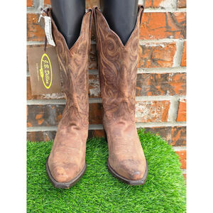 Men's J.B. Dillon Brown Gold Cowboy & Western Boots 7.5